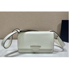 Prada Prada Embleme brushed-leather bag in White Leather Prada Prada Embleme brushed-leather bag in White Leather