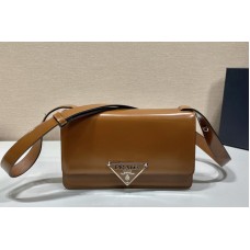 Prada Prada Embleme brushed-leather bag in Brown Leather Prada Prada Embleme brushed-leather bag in Brown Leather
