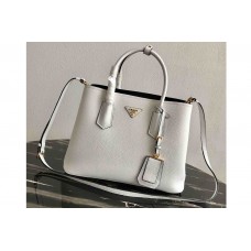 Prada Double Medium Bag in White Saffiano leather Prada Double Medium Bag in White Saffiano leather