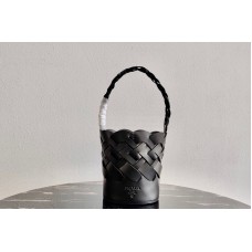 Prada Leather Prada Tress Bucket Bag in Black Woven Leather Prada Leather Prada Tress Bucket Bag in Black Woven Leather