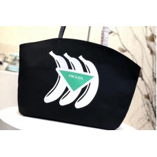 Prada Bananas Printed Canvas Tote Bags Black Prada Bananas Printed Canvas Tote Bags Black