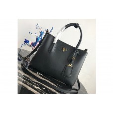 Prada 5 Double Medium Bag in Black/Pink Saffiano leather