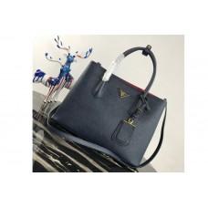 Prada 5 Double Medium Bag in Navy Blue/Red Saffiano leather