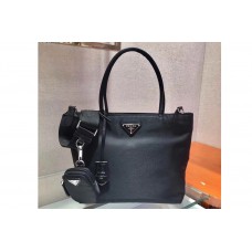 Prada Tesuto Shopping Tote Bags Black Nylon Leather Prada Tesuto Shopping Tote Bags Black Nylon Leather