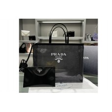 Prada Sequined mesh tote bag in Black Fabric/Leather Prada Sequined mesh tote bag in Black Fabric/Leather