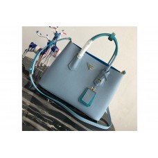 Prada Double Medium Bag in Light Blue Saffiano leather Prada Double Medium Bag in Light Blue Saffiano leather