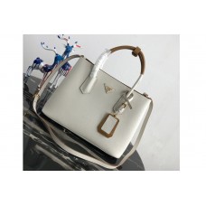 Prada Double Medium Bag in White/Brown Saffiano leather Prada Double Medium Bag in White/Brown Saffiano leather