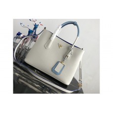 Prada Double Medium Bag in White/Blue Saffiano leather Prada Double Medium Bag in White/Blue Saffiano leather