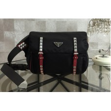 Prada Black Belt Bag New Vela In Black Nylon With Red Leather Prada Black Belt Bag New Vela In Black Nylon With Red Leather