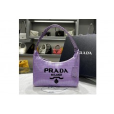 Prada Re-Edition 2000 sequined Re-Nylon mini-bag in Black/Lily Fabric Prada Re-Edition 2000 sequined Re-Nylon mini-bag in Black/Lily Fabric