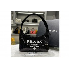 Prada Re-Edition 2000 sequined Re-Nylon mini-bag in Black/White Fabric Prada Re-Edition 2000 sequined Re-Nylon mini-bag in Black/White Fabric