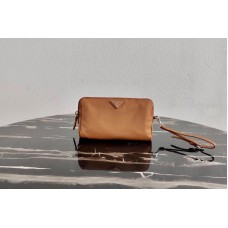 Prada Fabric Cosmetic Pouch in Brown Fabric Prada Fabric Cosmetic Pouch in Brown Fabric