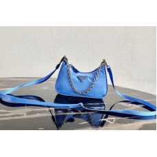 Prada Mini Hobo Bag in Blue Nylon