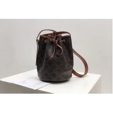 Celine SMALL DRAWSTRING BAG IN TRIOMPHE CANVAS With Tan Leather Celine SMALL DRAWSTRING BAG IN TRIOMPHE CANVAS With Tan Leather