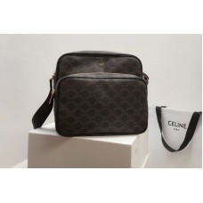 Celine VERTICAL MESSENGER BAG IN TRIOMPHE CANVAS AND CALFSKIN