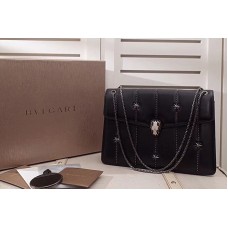 Bvlgari Serpenti Forever Flap Cover Bags Black Original Leather Bvlgari Serpenti Forever Flap Cover Bags Black Original Leather