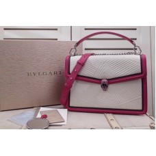 Bvlgari Serpenti Forever Serpenti Diamond Blast Top Handle Bags White/Red Quilted Nappa Leather Bvlgari Serpenti Forever Serpenti Diamond Blast Top Handle Bags White/Red Quilted Nappa Leather