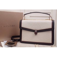 Bvlgari Serpenti Forever Serpenti Diamond Blast Top Handle Bags White/Black Quilted Nappa Leather Bvlgari Serpenti Forever Serpenti Diamond Blast Top Handle Bags White/Black Quilted Nappa Leather