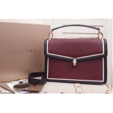 Bvlgari Serpenti Forever Serpenti Diamond Blast Top Handle Bags Wine/Black Quilted Nappa Leather Bvlgari Serpenti Forever Serpenti Diamond Blast Top Handle Bags Wine/Black Quilted Nappa Leather