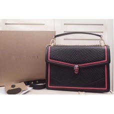 Bvlgari Serpenti Forever Serpenti Diamond Blast Top Handle Bags Black/Red Quilted Nappa Leather Bvlgari Serpenti Forever Serpenti Diamond Blast Top Handle Bags Black/Red Quilted Nappa Leather