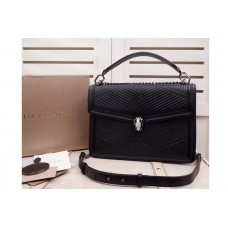 Bvlgari Serpenti Forever Serpenti Diamond Blast Top Handle Bags Black Quilted Nappa Leather Bvlgari Serpenti Forever Serpenti Diamond Blast Top Handle Bags Black Quilted Nappa Leather
