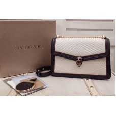 Bvlgari Serpenti Forever Serpenti Diamond Blast Flap Cover Bags White/Black Quilted Nappa Leather Bvlgari Serpenti Forever Serpenti Diamond Blast Flap Cover Bags White/Black Quilted Nappa Leather