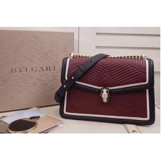Bvlgari Serpenti Forever Serpenti Diamond Blast Flap Cover Bags Wine/Black Quilted Nappa Leather Bvlgari Serpenti Forever Serpenti Diamond Blast Flap Cover Bags Wine/Black Quilted Nappa Leather