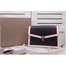 Bvlgari Serpenti Forever Serpenti Diamond Blast Flap Cover Bags White/Rosy/Black Quilted Nappa Leather Bvlgari Serpenti Forever Serpenti Diamond Blast Flap Cover Bags White/Rosy/Black Quilted Nappa Leather