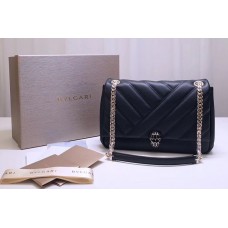 Bvlgari Serpenti Cabochon Shoulder Bags Black Nappa Leather
