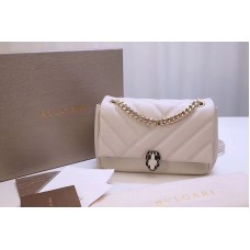 Bvlgari Serpenti Cabochon Shoulder Bags White Nappa Leather