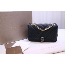 Bvlgari Serpenti Cabochon Shoulder Bags Black Nappa Leather