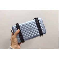 Blue DIOR AND RIMOWA PERSONAL CLUTCH 95YWT IN ALUMINUM AND GRAINED CALFSKIN