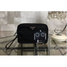 Prada Nylon and Saffiano Leather Cosmetic Pouch Navy/Black
