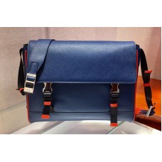 Prada Saffiano Leather Cross-Body Bag in Blue Saffiano Leather Prada Saffiano Leather Cross-Body Bag in Blue Saffiano Leather