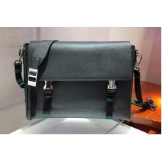 Prada Saffiano Leather Cross-Body Bag in Black/Green Saffiano Leather Prada Saffiano Leather Cross-Body Bag in Black/Green Saffiano Leather