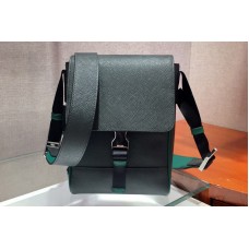 Prada Saffiano Leather Cross-Body Bag in Black/Green Saffiano Leather Prada Saffiano Leather Cross-Body Bag in Black/Green Saffiano Leather