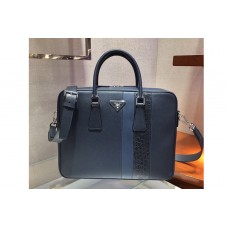 Prada D Saffiano Leather Work Bag in Navy Blue/Blue Leather Prada D Saffiano Leather Work Bag in Navy Blue/Blue Leather