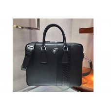 Prada D Saffiano Leather Work Bag in Black Leather Prada D Saffiano Leather Work Bag in Black Leather