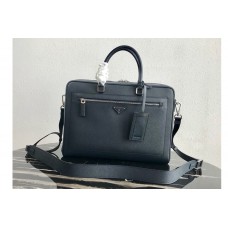 Prada Saffiano Leather Briefcase Bag in Navy Blue Saffiano leather Prada Saffiano Leather Briefcase Bag in Navy Blue Saffiano leather