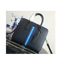 Prada Saffiano Leather Briefcase Bag in Navy Blue Saffiano leather With Blue/Light Blue Web Prada Saffiano Leather Briefcase Bag in Navy Blue Saffiano leather With Blue/Light Blue Web