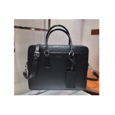 Prada D Saffiano Leather Work Bag in Black Leather Prada D Saffiano Leather Work Bag in Black Leather