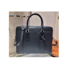Prada D Saffiano Leather Work Bag in Navy Blue/Blue Leather Prada D Saffiano Leather Work Bag in Navy Blue/Blue Leather