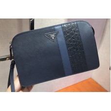 Prada D Saffiano Leather Clutch in Navy Blue/Blue Leather Prada D Saffiano Leather Clutch in Navy Blue/Blue Leather