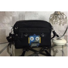 Prada Robot Appliqué Nylon Messenger Bag With Blue/Grey Prada Robot Appliqué Nylon Messenger Bag With Blue/Grey