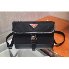 Prada Nylon and Saffiano cellphone case with shoulder strap in Black Nylon