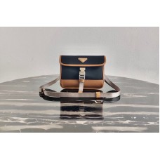 Prada Nylon and Saffiano Leather Smartphone Case in Black/Brown Fabric/Leather