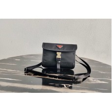 Prada Nylon and Saffiano Leather Smartphone Case in Black/Black Fabric/Leather