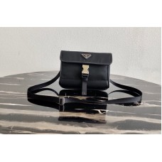 Prada Nylon and Saffiano Leather Smartphone Case in Black/Black Fabric/Leather