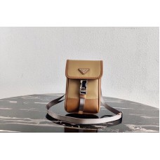 Prada Nylon and Saffiano Leather Smartphone Case in Beige/Brown Nylon/Leather