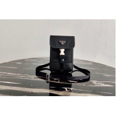Prada Nylon and Saffiano Leather Smartphone Case in Black/Black Nylon/Leather